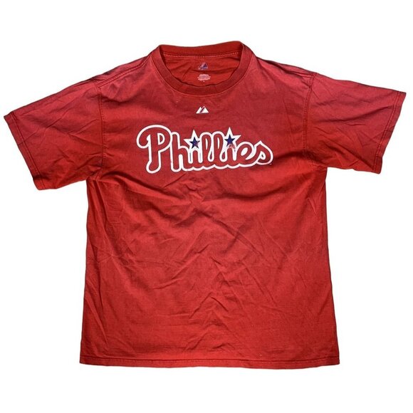 Vintage 2008 Philadelphia Phillies Majestic Brad Lidge T-Shirt Size Large - Picture 1 of 5
